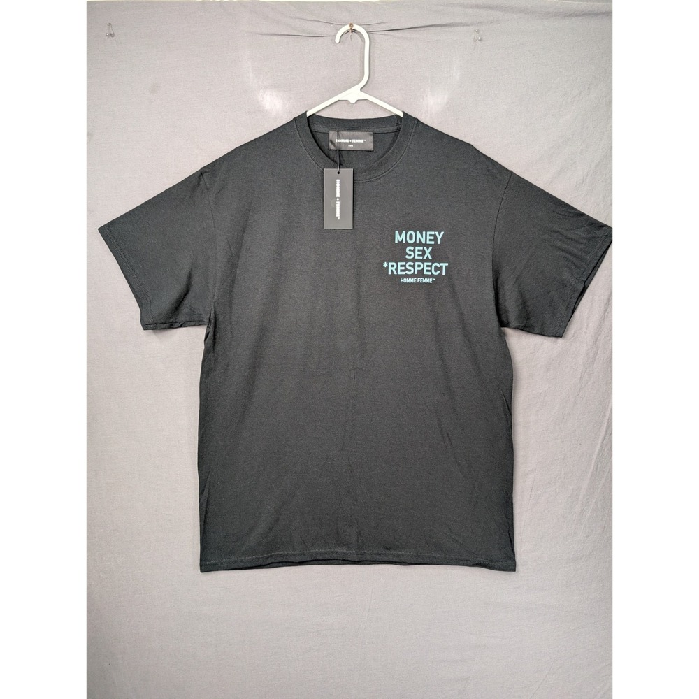 Homme Femme Money Sex Respect Graphic T-Shirt Black Large Streetwear NWT